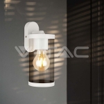 E27 Стенен Аплик Бял Цилиндър PC Прозрачен IP44