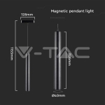 14W LED Магнитен Осветител Висящ 3000K Черно Тяло