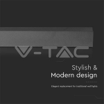 28W LED Линейна Стенна Лампа 1410x60x50мм 4000K Антрацит IP54