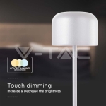 LED Настолна Лампа 2200mAH Батерия D86*H210mm Бяло Тяло IP54 3000K+6000K