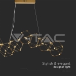 20W LED Полилей (94.5 x 32.5 x 120см) 3000K Златно Тяло