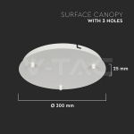 Основа Стомана D300*H25mm 3 Отвора Бял Мат