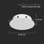 Магнитна Основа D150*H35mm 8 Отвора Бял Мат