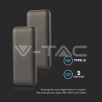 10000mah Външна Батерия 2A 30см Тип C Кабел Сиво