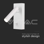 2W LED Стенен Аплик Хотел Квадрат 3000K Бяло Тяло