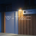 3W LED Соларна Стенна Лампа със Сензор 4000K+3000K Черна