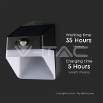 2W LED Соларна Стенна Лампа със Сензор 4000K Черно-Бяла