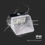 2W LED Соларна Стенна Лампа със Сензор 4000K Черно-Бяла