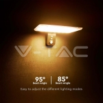 15W LED Соларна Стенна Лампа LiFePO4 Батерия 3.2V 6000mA CCT: 6000K+4000K Черна