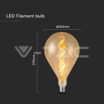 LED Крушка 4W Filament Спирала A160 2700K Амбър