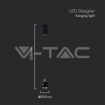 9W LED Висяща Лампа (10*10*100см) Черно 4000K