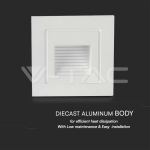 3W LED Осветител За Стъпала Бял Квадрат 3000K