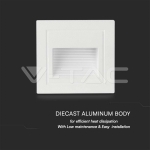 3W LED Осветител За Стъпала Бял Квадрат 3000K