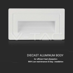 3W LED Осветител За Стъпала Бял Правоъгълен 3000K