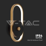 15W Стенна Лампа (L33*W15*H4.4мм) 4000K Черно + Златисто Тяло IP65