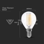 LED Крушка 6W Filament E14 P45 6000К