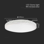 18W LED Плафон Кръг Микровълнов Сензор Бяла Рамка 4000К IP44