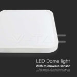 18W LED Плафон Квадрат Микровълнов Сензор Бяла Рамка 4000К IP44