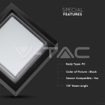 6W LED Стенна Лампа 3000К Черна Квадрат Полу Периферия