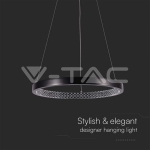 19W LED Висящ Осветител Акрил Кристал Черен 4000K