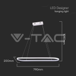 24W LED Висяща Лампа (80*20*100CM) 3000K Бяло Тяло