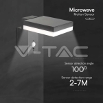 5.5W LED Соларна Стенна Черна PIR Сензор Квадрат 3000K IP44