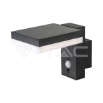 5.5W LED Соларна Стенна Черна PIR Сензор Квадрат 3000K IP44