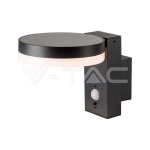 5.5W LED Соларна Стенна Черна PIR Сензор Кръг 3000K IP44