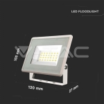 20W LED Прожектор Бяло Тяло 6400K
