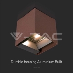 9W COB LED Соларна Стенна Лампа с Батерия 1x2600mAh 16ч.3000K Кафяво Тяло IP65