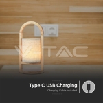 1.5W LED Настолна Лампа 3000К Бежова Дървена Дръжка