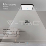 36W LED Плафон Квадрат Микровълнов Сензор Черна Рамка 4000К IP44