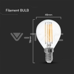 LED Крушка 6W Filament E14 P45 4000К
