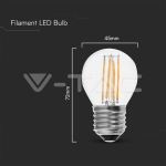 LED Крушка 6W Filament E27 G45 6500К