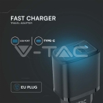 20W Адаптер 1 PD + 1 QC PORT Черно Тяло