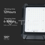 10W LED Соларен Прожектрор 3.7V 8Ah Батерия