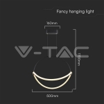 16W LED Висящ Пендел 1.5м 600mm 4000K Черно Тяло