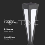 2W LED Соларна Градинска Лампа 3000K Черно тяло