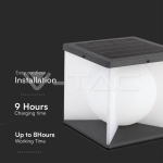 8W LED Соларна Градинска Лампа (2305A-305A-305mm) 3000K Черно-бяло Тяло