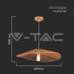 LED Пендел Дизайн Кафяво Тяло D600*H120 E27