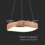 18W LED Пендел Дизайн Дърво+Бяло Тяло D400