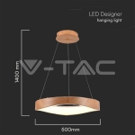 25W LED Пендел Дизайн Дърво+Бяло Тяло D500