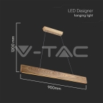 24W LED Пендел Дърво+Бяло Тяло L900*H40