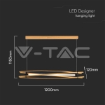 15W LED Пендел Дизайн Дърво+Бяло Тяло L1200