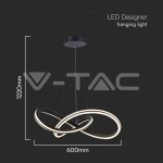 40W LED Пендел Дизайн Черно + Бяло Тяло D600