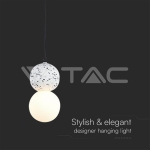 LED Пендел Дизайн Мрамор + Стъкло Бяло Тяло