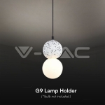 LED Пендел Дизайн Мрамор + Стъкло Бяло Тяло