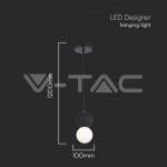 LED Пендел Дизайн Черно + Бяло Тяло