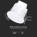 COB Сензор За Присъствие 3м Радиус IP65 Бял IP65