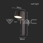 8W LED Аплик USB 3000K Черно Тяло